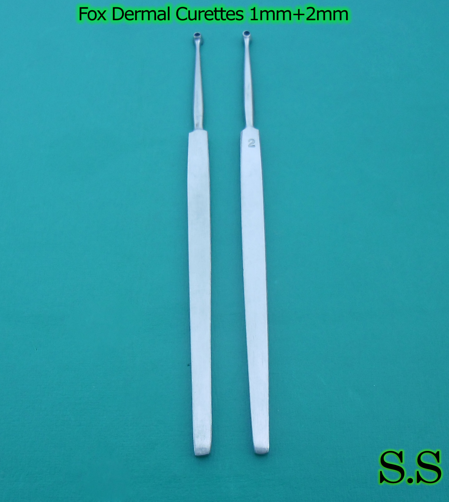 Fox Dermal Curettes 1mm+2mm Surgical Dermatology Instruments