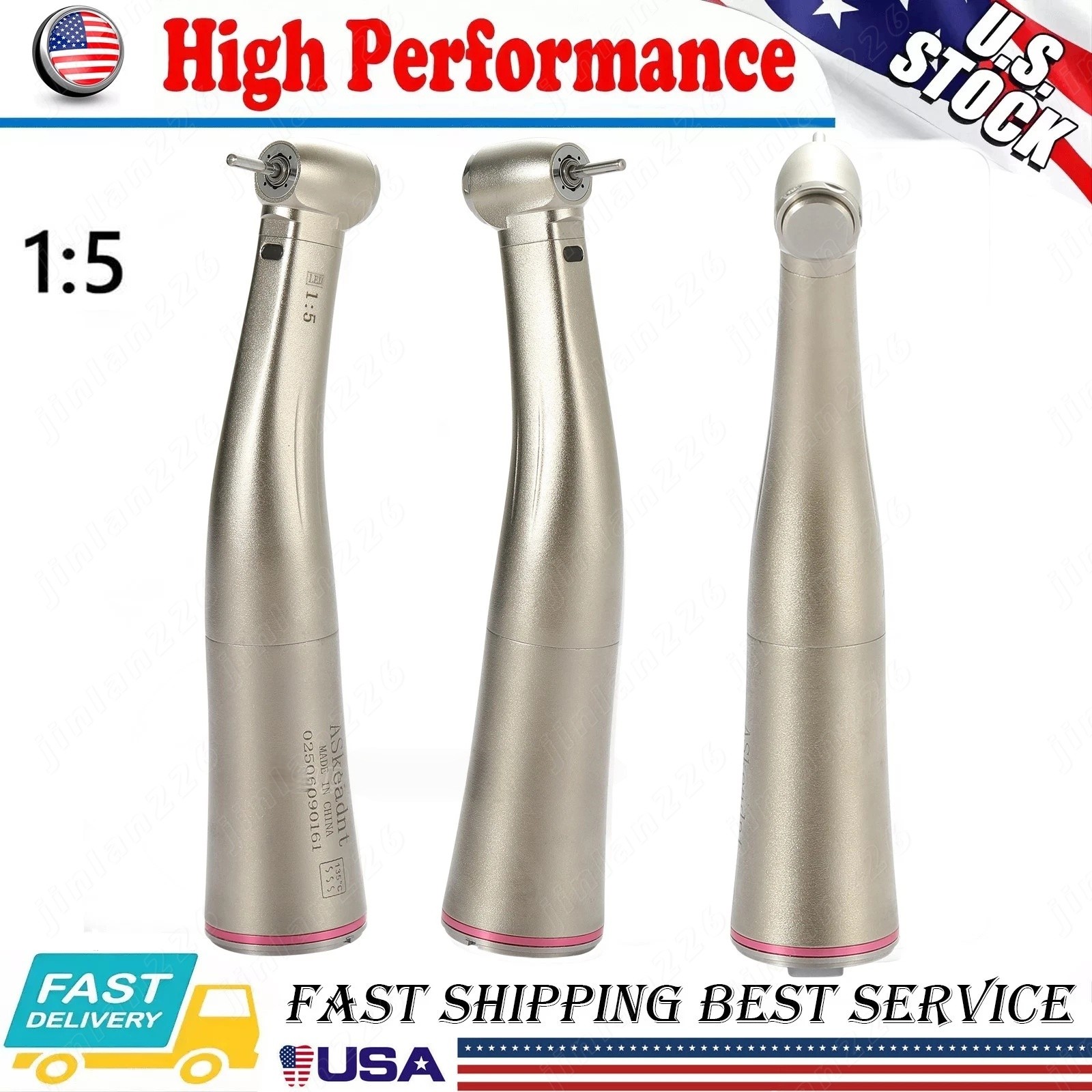 ASkeadnt Dental Electric Handpiece 1:5 Contra Angle Fiber Optic High Speed NSK