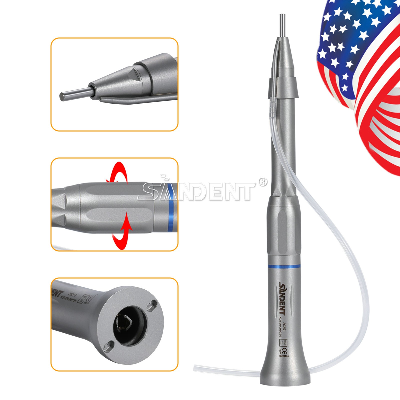 SANDENT Surgical Straight Handpiece 1:1 Micro Surgery external Water Spray