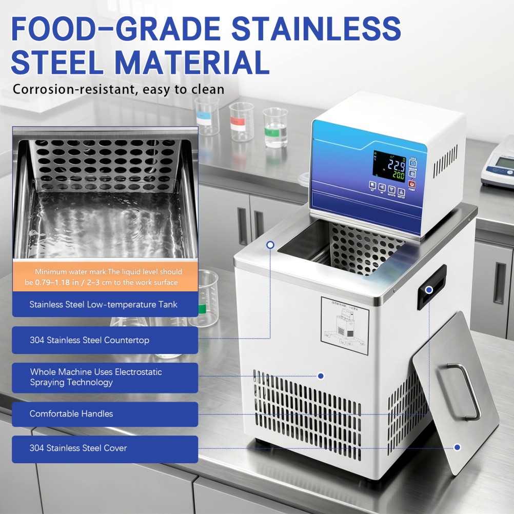 Lab Chiller Circulator 6L -20℃ 100℃ 110V Recirculating Cooling Water Bath Pump
