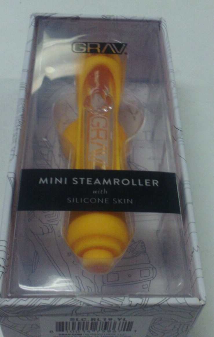GRAV LAB MINE STEAMROLLER SILICONE SKIN BOROSILICATE GLASS HAND PIPE 6″ PEACH