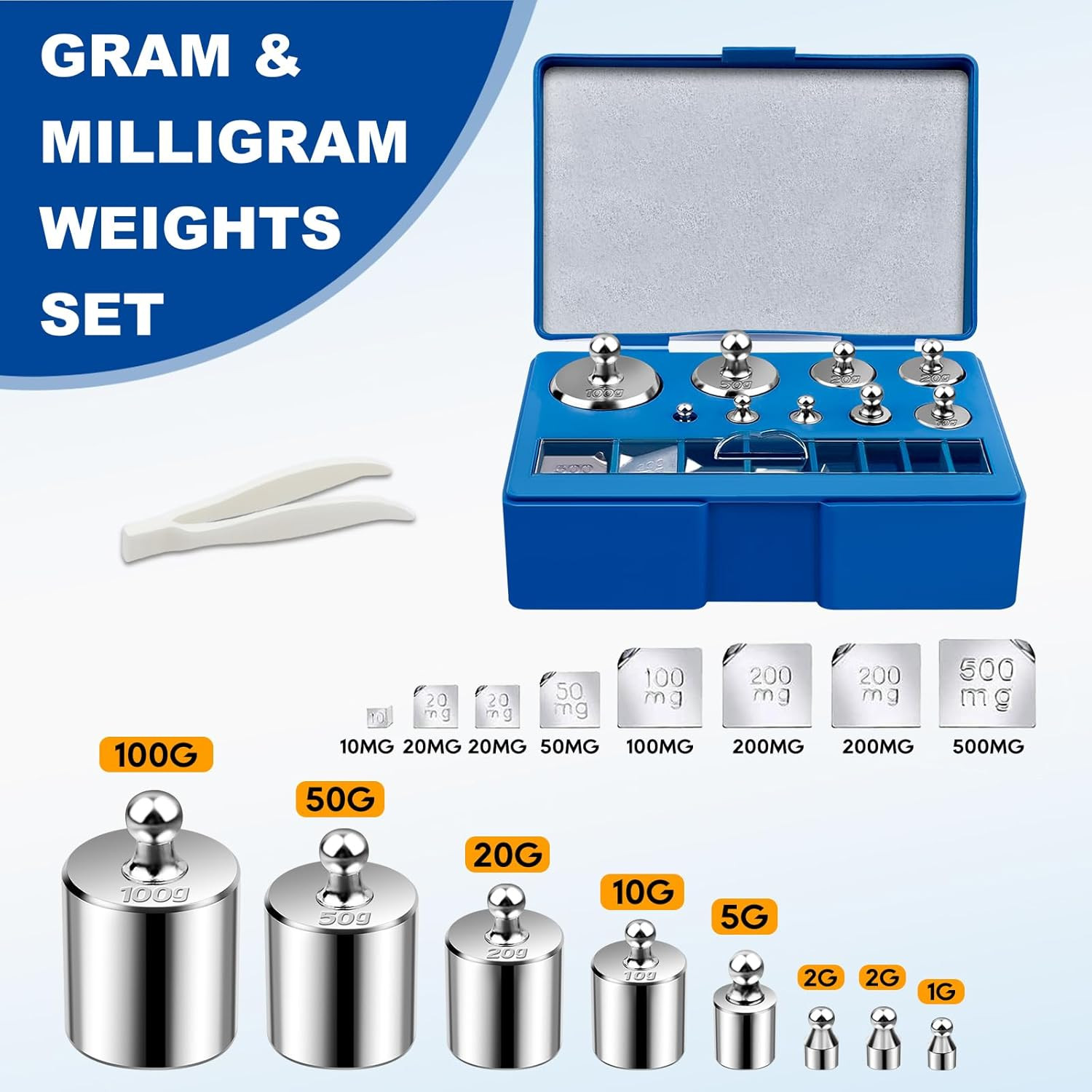 UCEC Calibration Weights for Digital Scale, 10Mg – 100G Gram Weights Kit, Precis