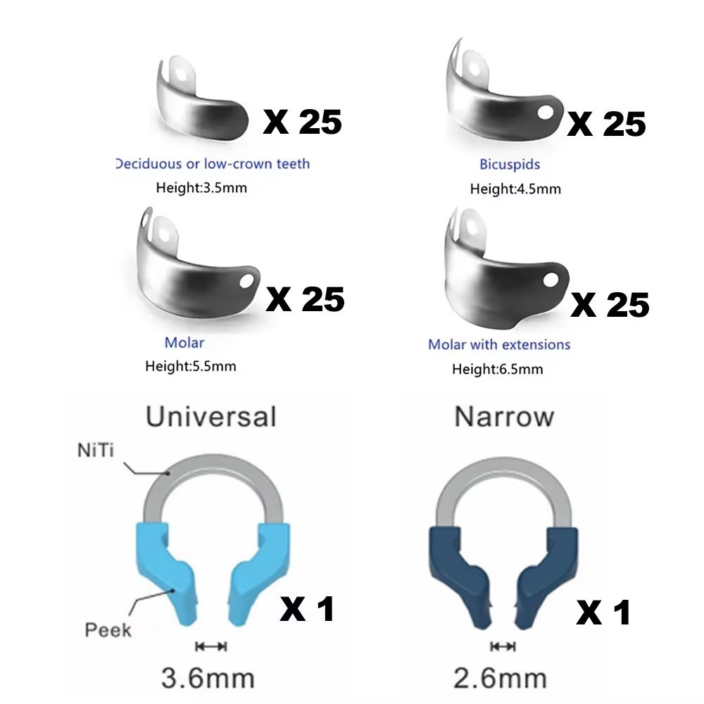 Dental Sectional Matrix Bands with Niti Clamps For Rubber Dam Autoclavable 135°C