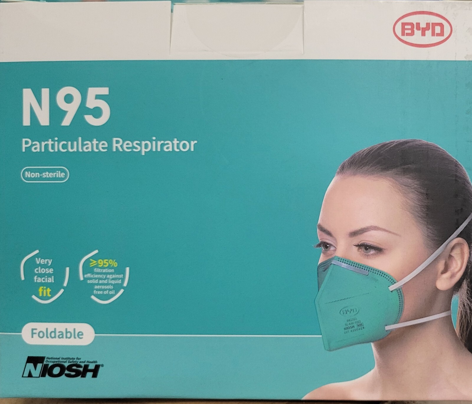 BYD DE2322 N95 Respirator Face Mask – 20 Pack
