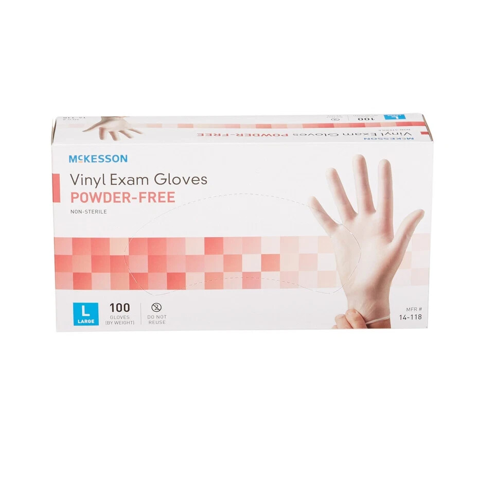 McKesson Vinyl Exam Glove Standard Cuff Length LARGE 100 per Box