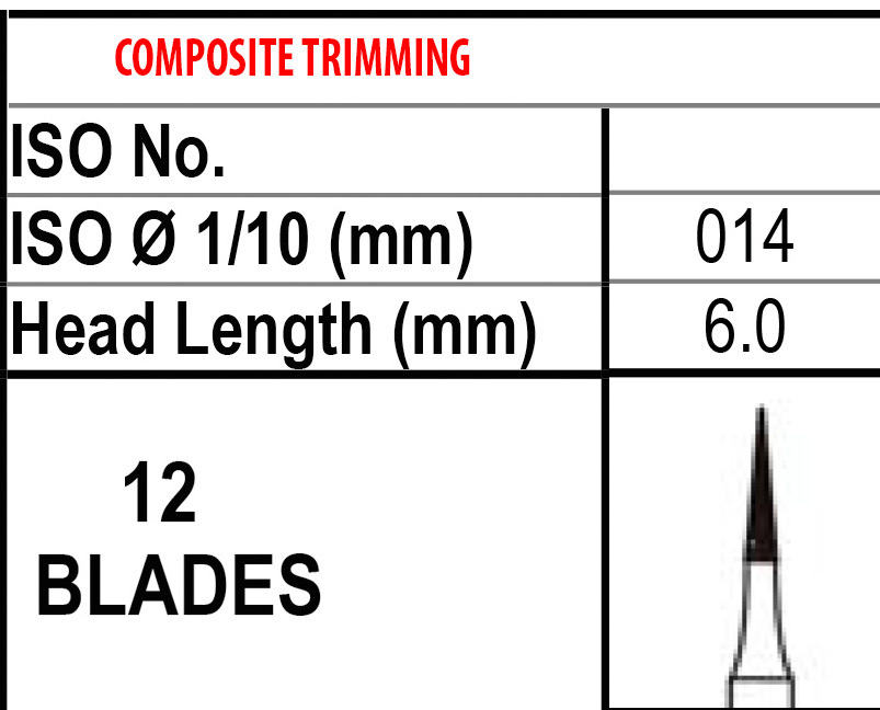 Carbide Burs 12BLADE TRIMMING & FINISHING EF6 Made in USA Top Quality (100-10)PK