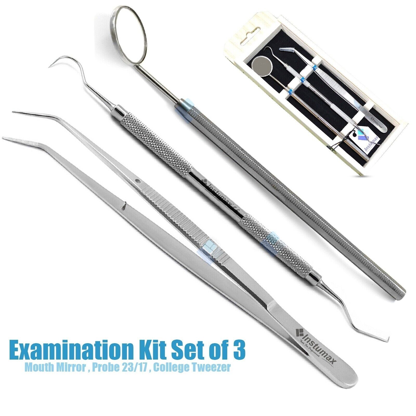 Dental Examination Kit Basic Hygiene Tweezer Mirror Explorer Cleaning Kit