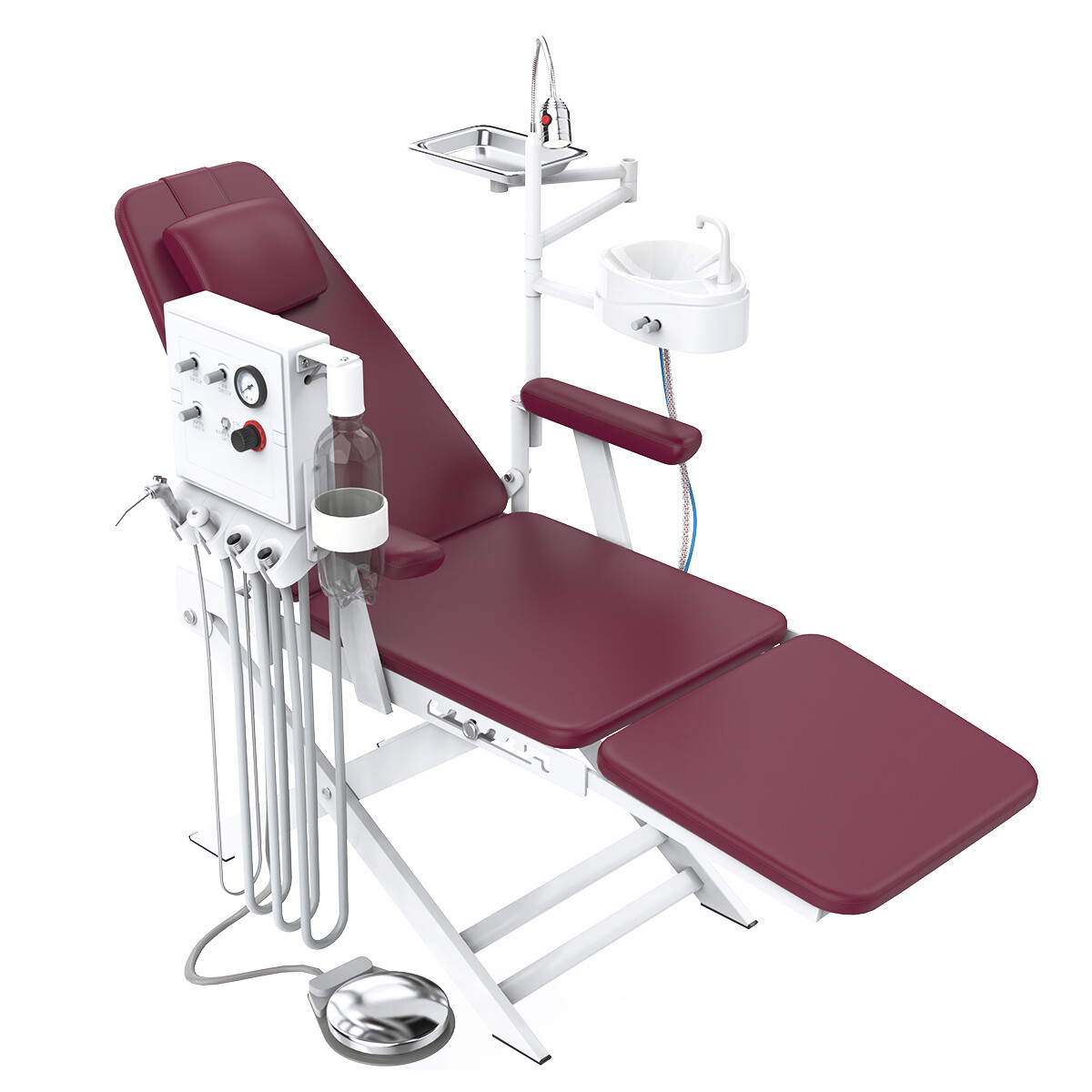Portable Dental Folding Chair+LED Light+Air Turbine Unit/LED Handpiece set 4Hole