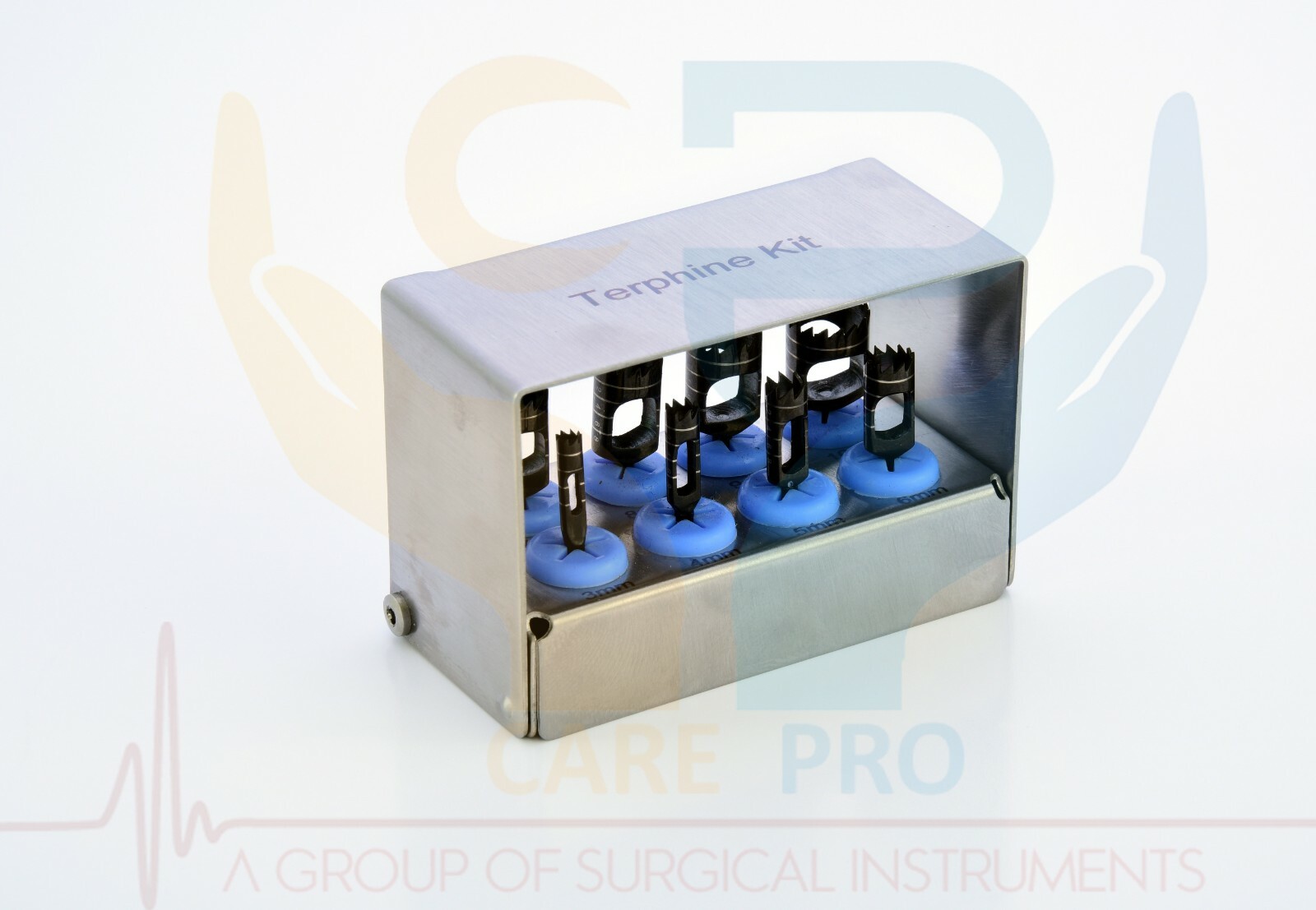 Dental Trephine Drills Kit 8 Pcs Black Titanium Coated & Bur Holder CE