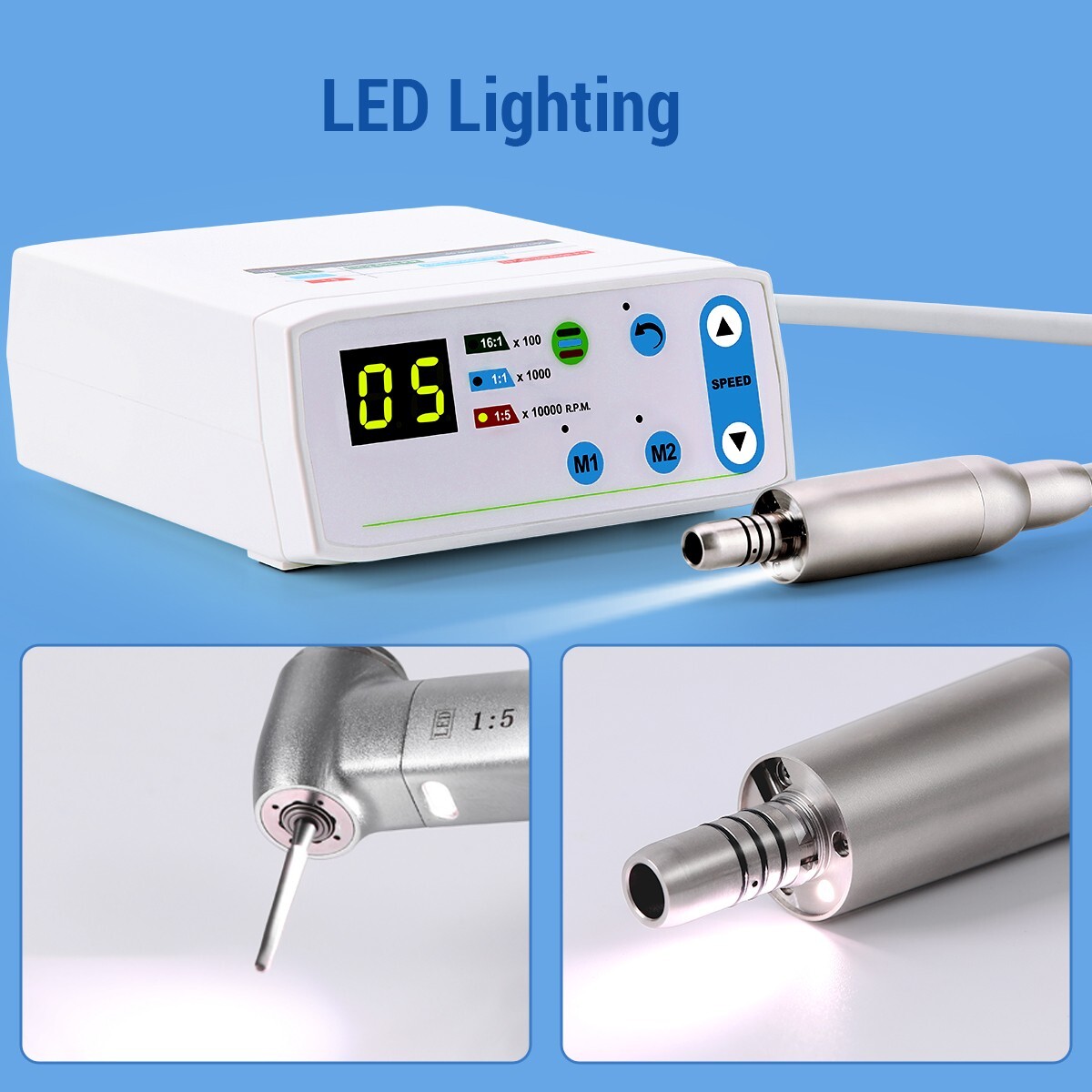 Micromotor LED eléctrico sin cepillo dental spray interno tipo E 3.4Ncm USA