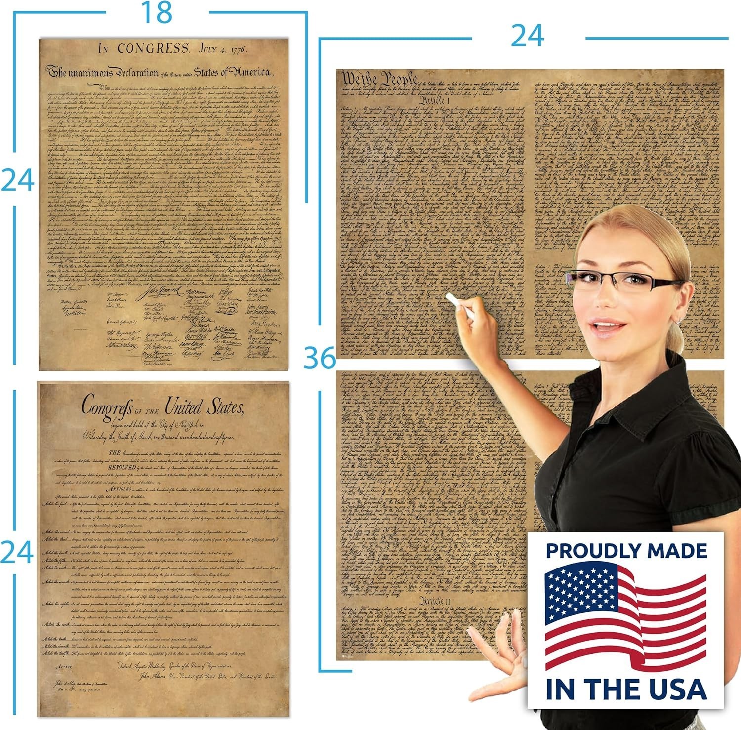 American Founding documents Laminated 3 pack: Constitution, Declaration of I…