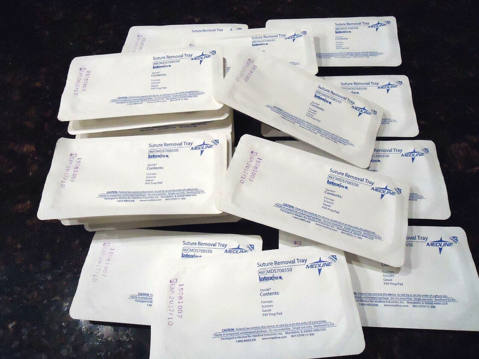 Lot of (12 ) Medline Suture Removal Trays Latex free