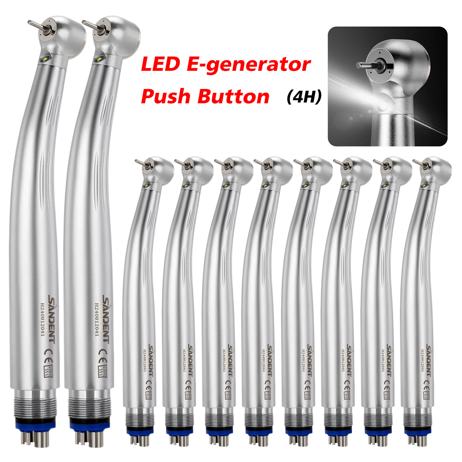 1-10 PCS SANDENT Dental LED E-Generator High Speed Handpiece Push 4 H Ceramic po