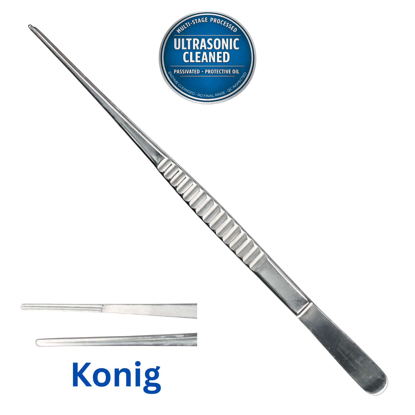Konig MDS1130820 DeBakey Vascular Tissue Forceps, 2mm Wide Tip, Straight, 8″