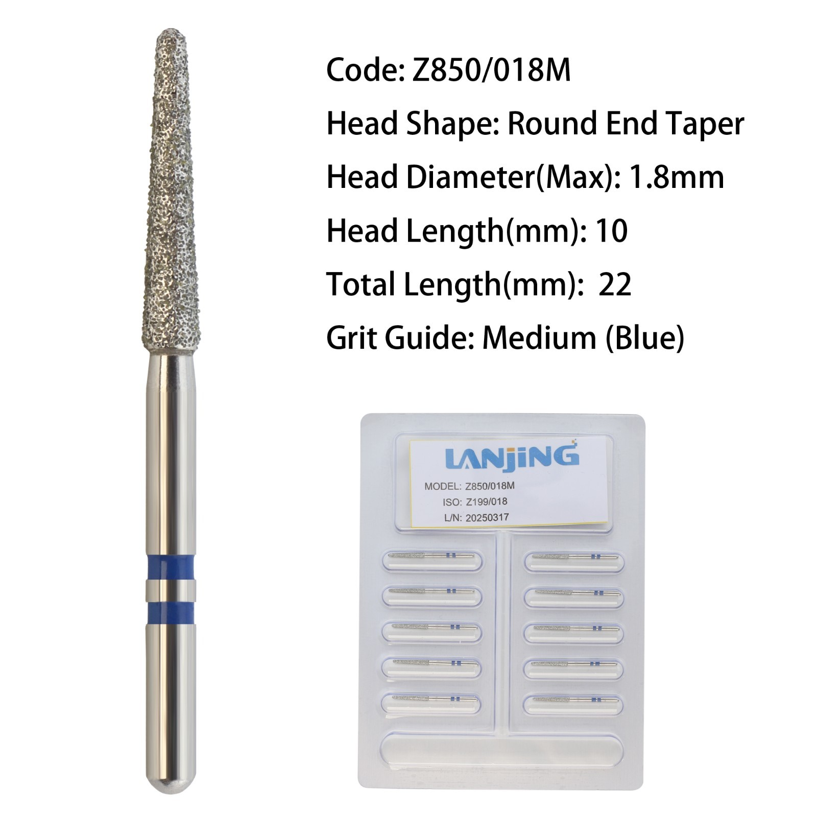 Zirconia Adjustment Diamond Burs Round End Taper Bur High Speed Z856 Z850 FG