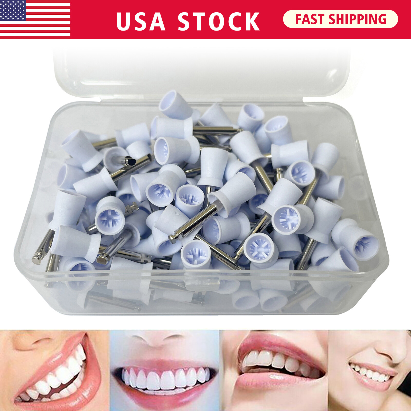 100pcs Dental Polishing Polish Cups Prophy Cup Latch Type Brush Rubber SJ