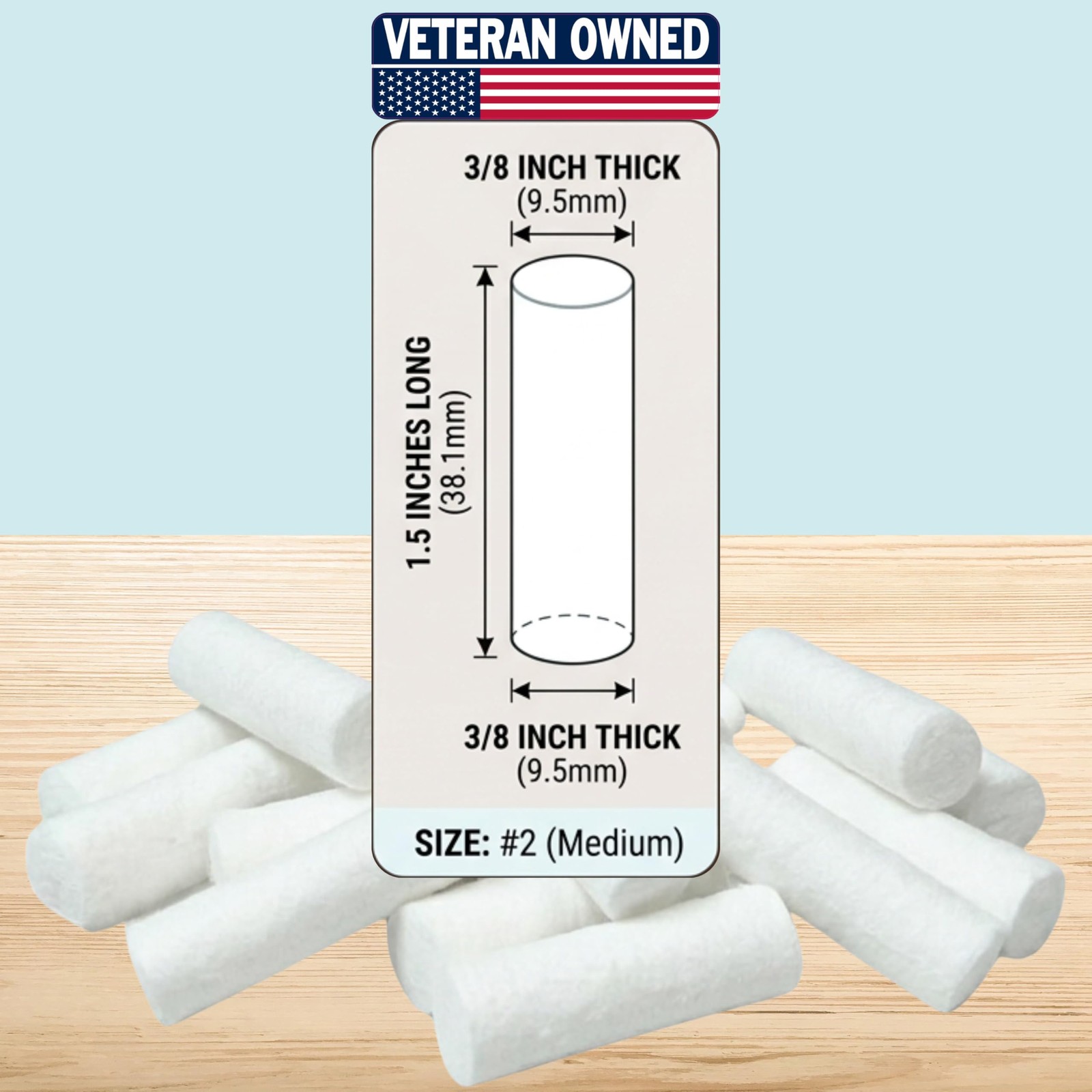 Cotton Dental Rolls 100 Count | Absorbent Nose Plugs and 1.5 Inch, White