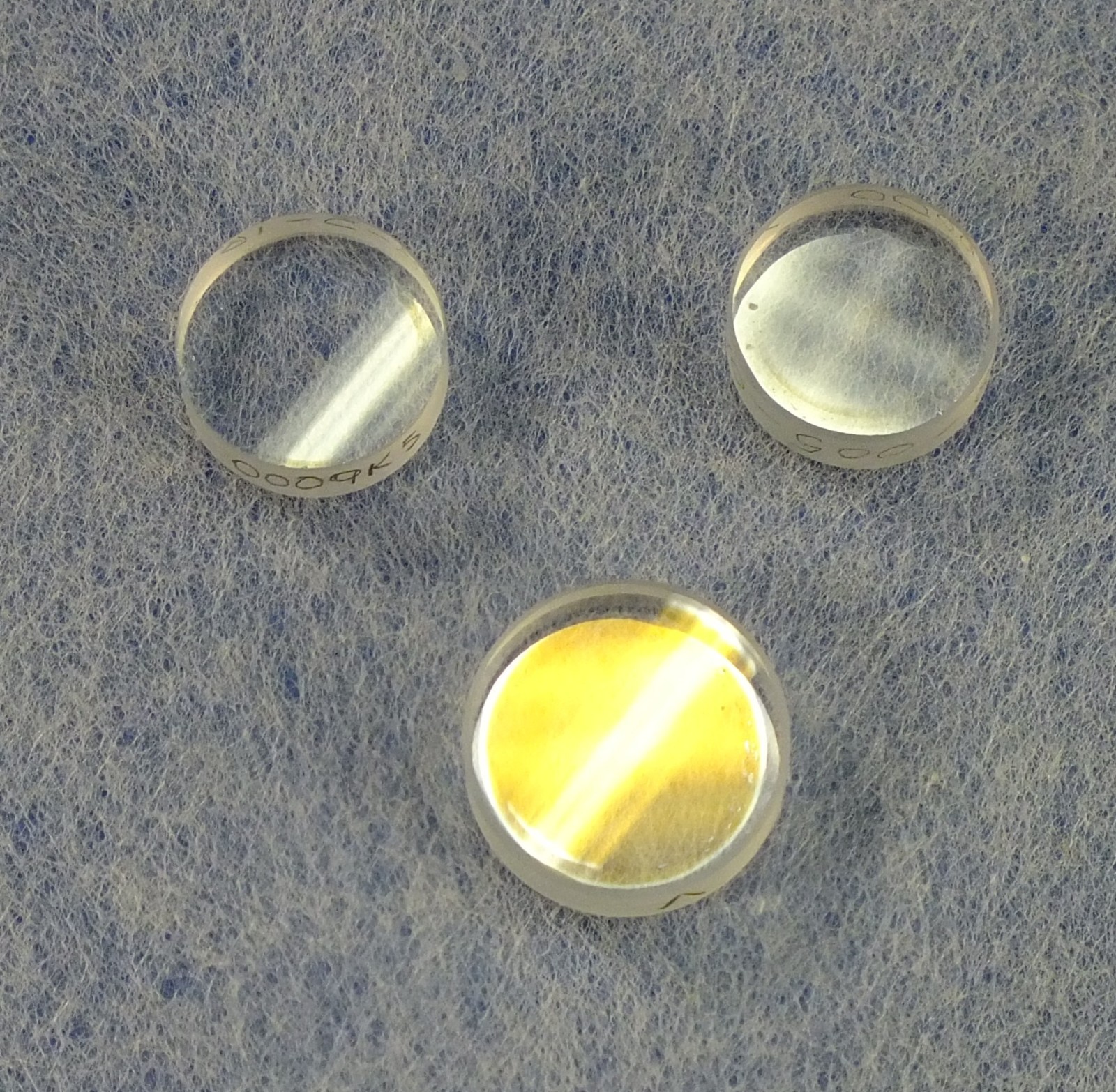 Lot of 3 each Cylindrical Lenses (PLCX focuses in 1 axis only, 1/2″ dia.