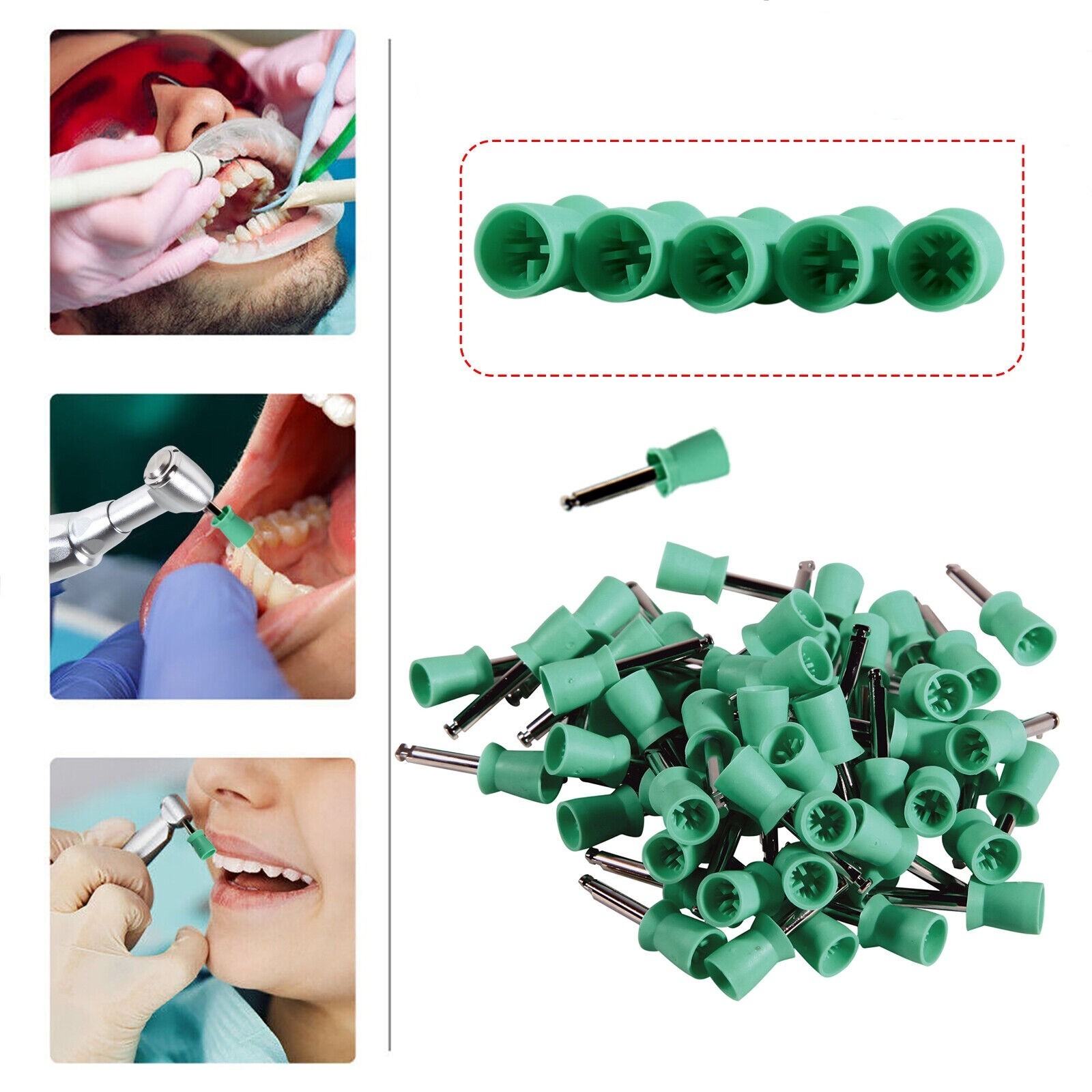 1-10Box Dental Rubber Latch Tooth Prophy Polisher Polishing Cup Brush 4/6 Webbed