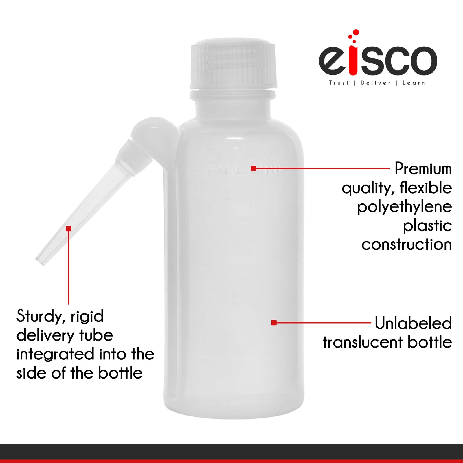 EISCO Wash Bottle, 250ml – Polyethylene – Translucent, Unbreakable 8.5 Ounces
