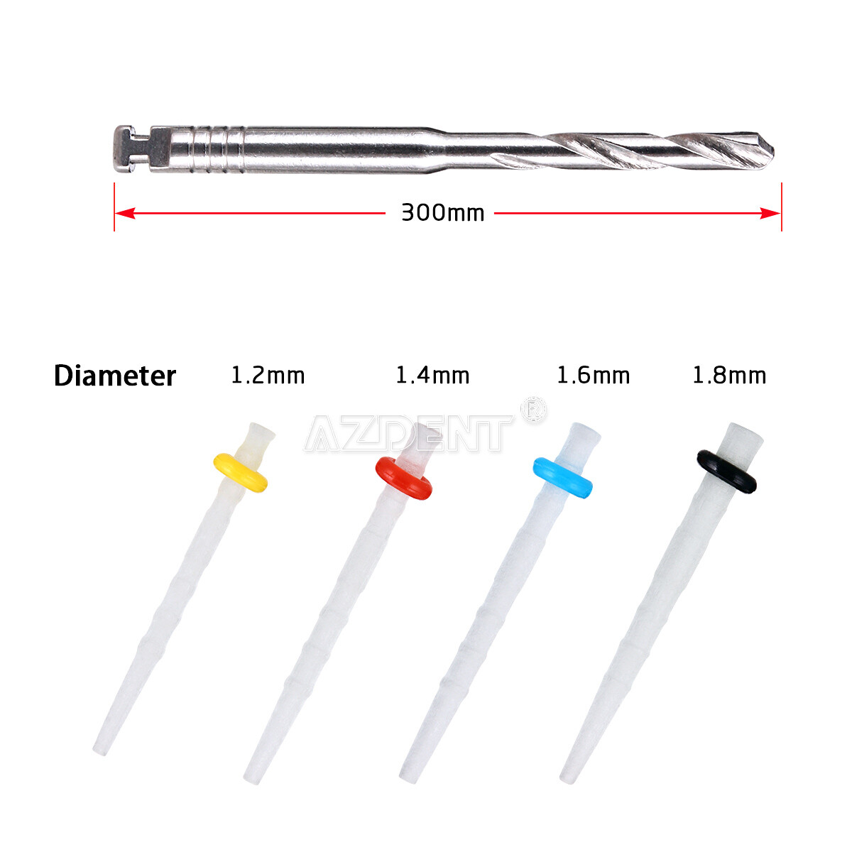 10X Dental AAA Endodontic Fiber Post Kit 1.2mm 1.4mm 1.6mm 1.8mm+Drills