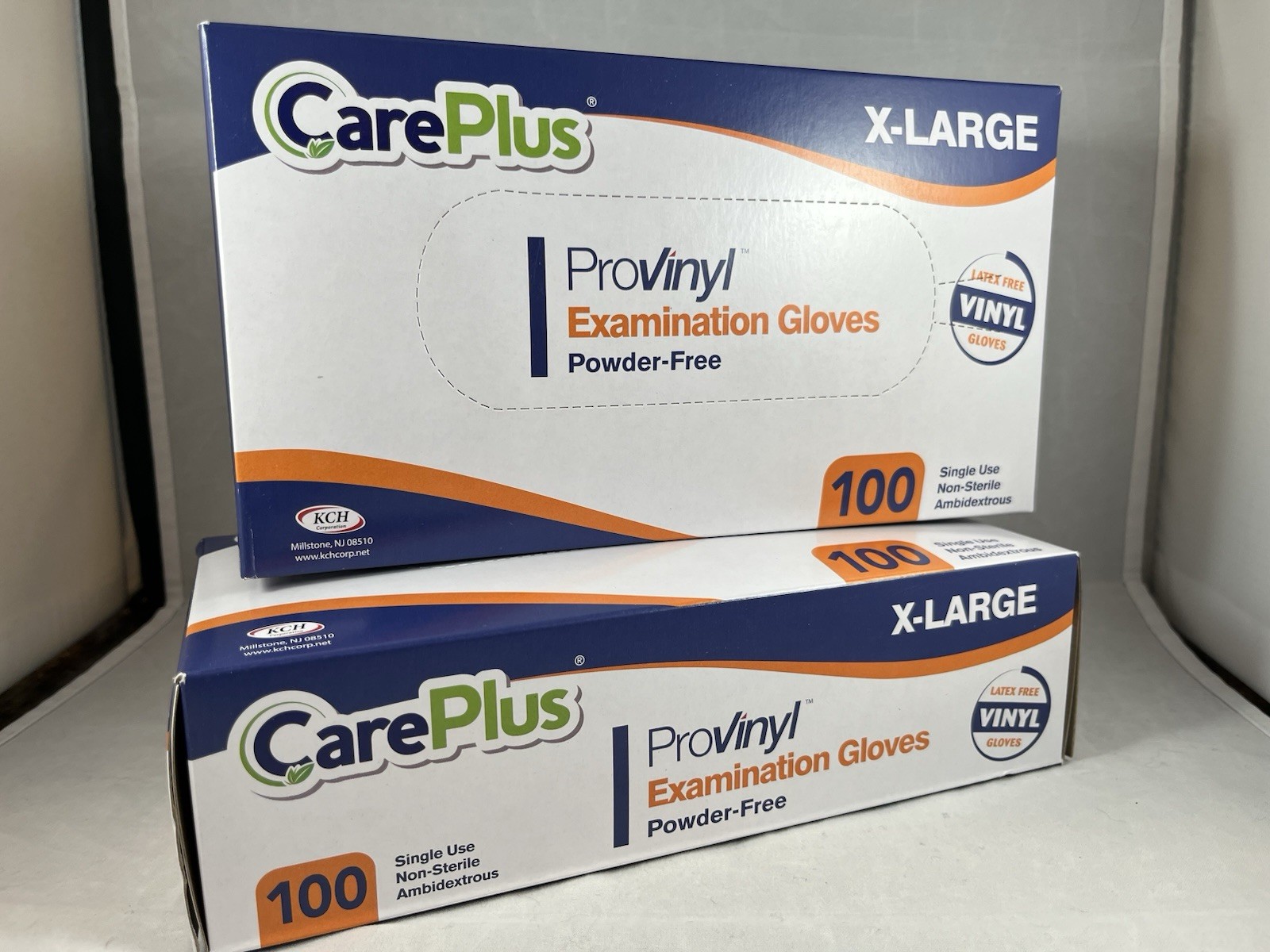 Disposable Vinyl Gloves XLarge 100/box Powder Free Latex Free Care Plus Lot of 2