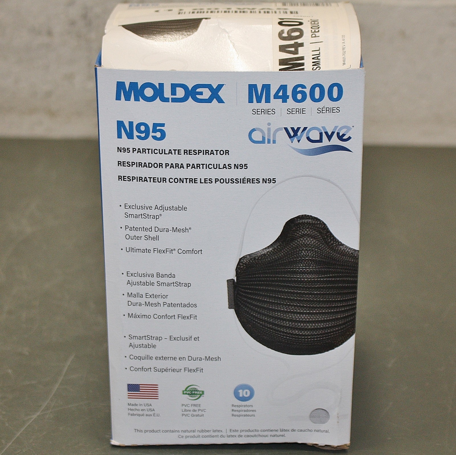 (100) Moldex AirWave Disposable Respirator Masks M4600, N95, Size S / Small