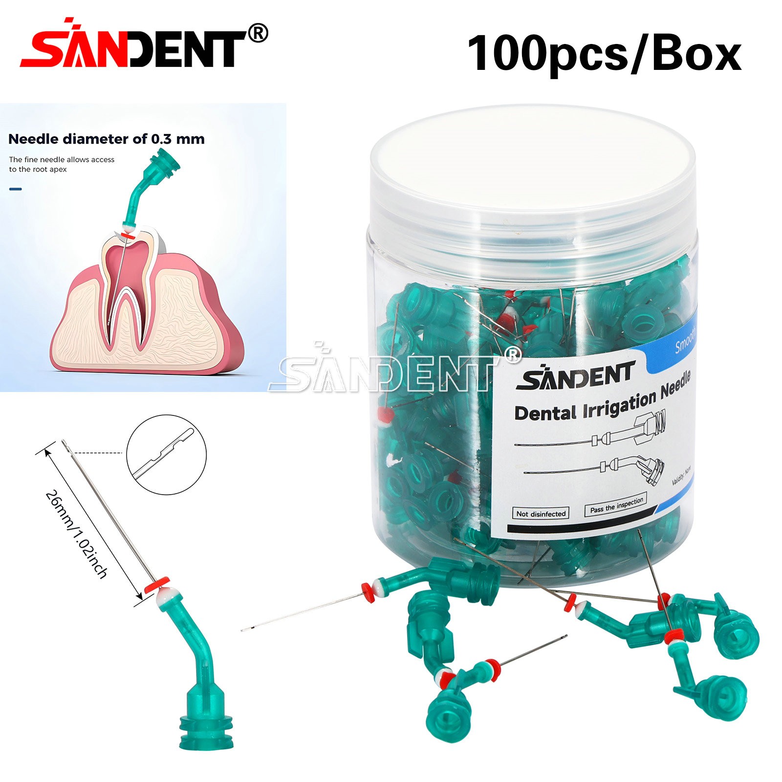 100pcs Plastic Disposable Dental Needles Syringe Tips Endo Irrigation Needle