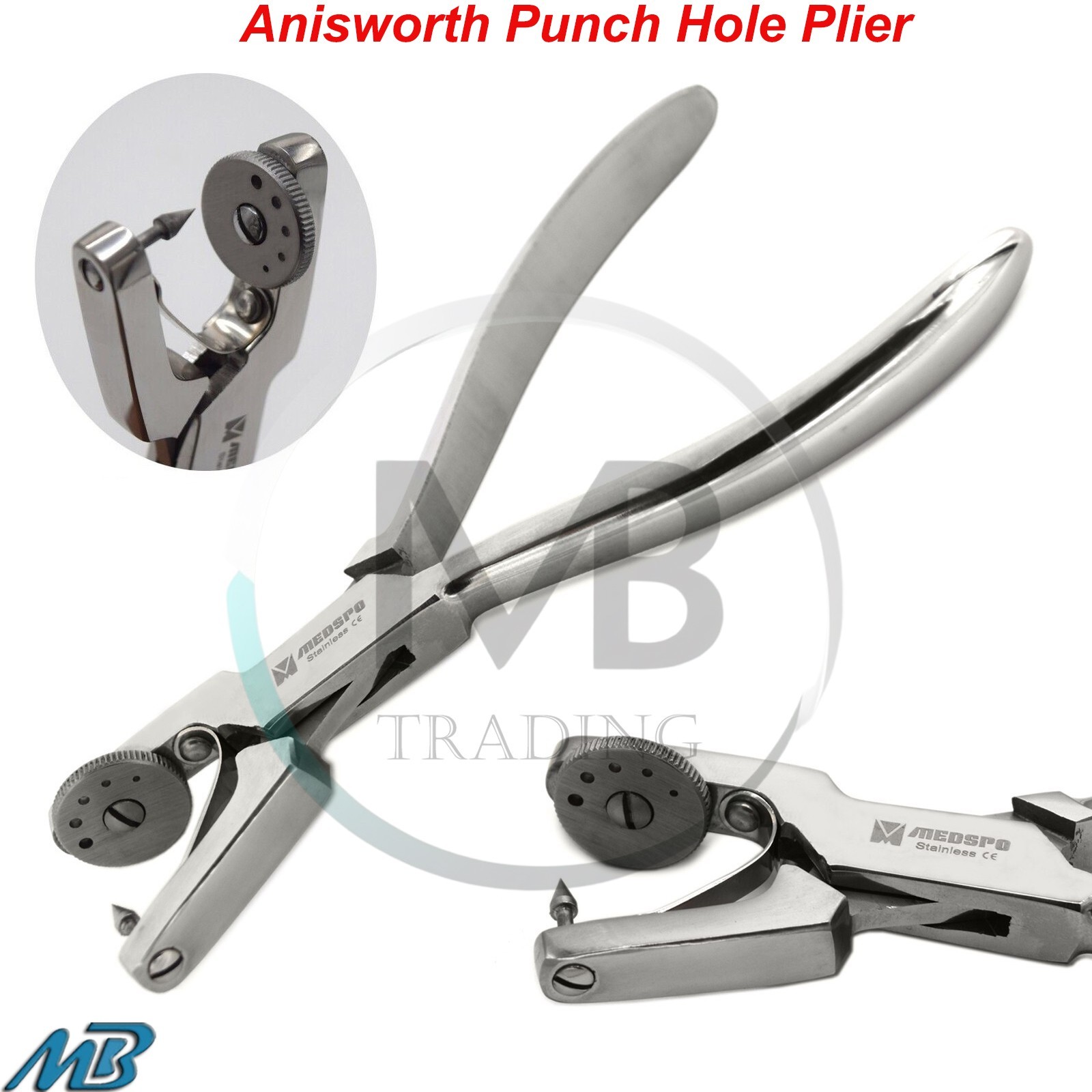 Dental Endodontic Rubber Dam Instruments Ainsworth Punch Hole Plier 16cm