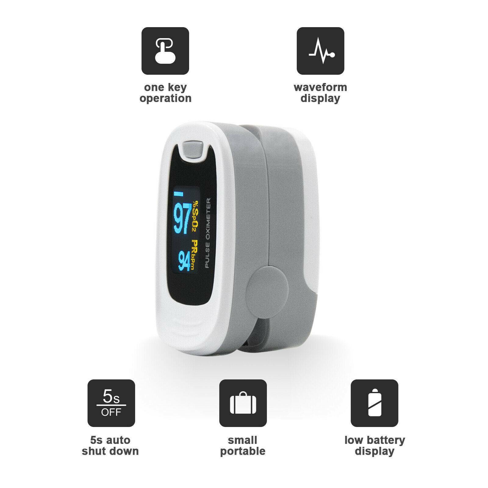 Finger Pulse Oximeter SPO2 Sensor Pulse Heart Rate Meter Blood Oxygen O2 Monitor