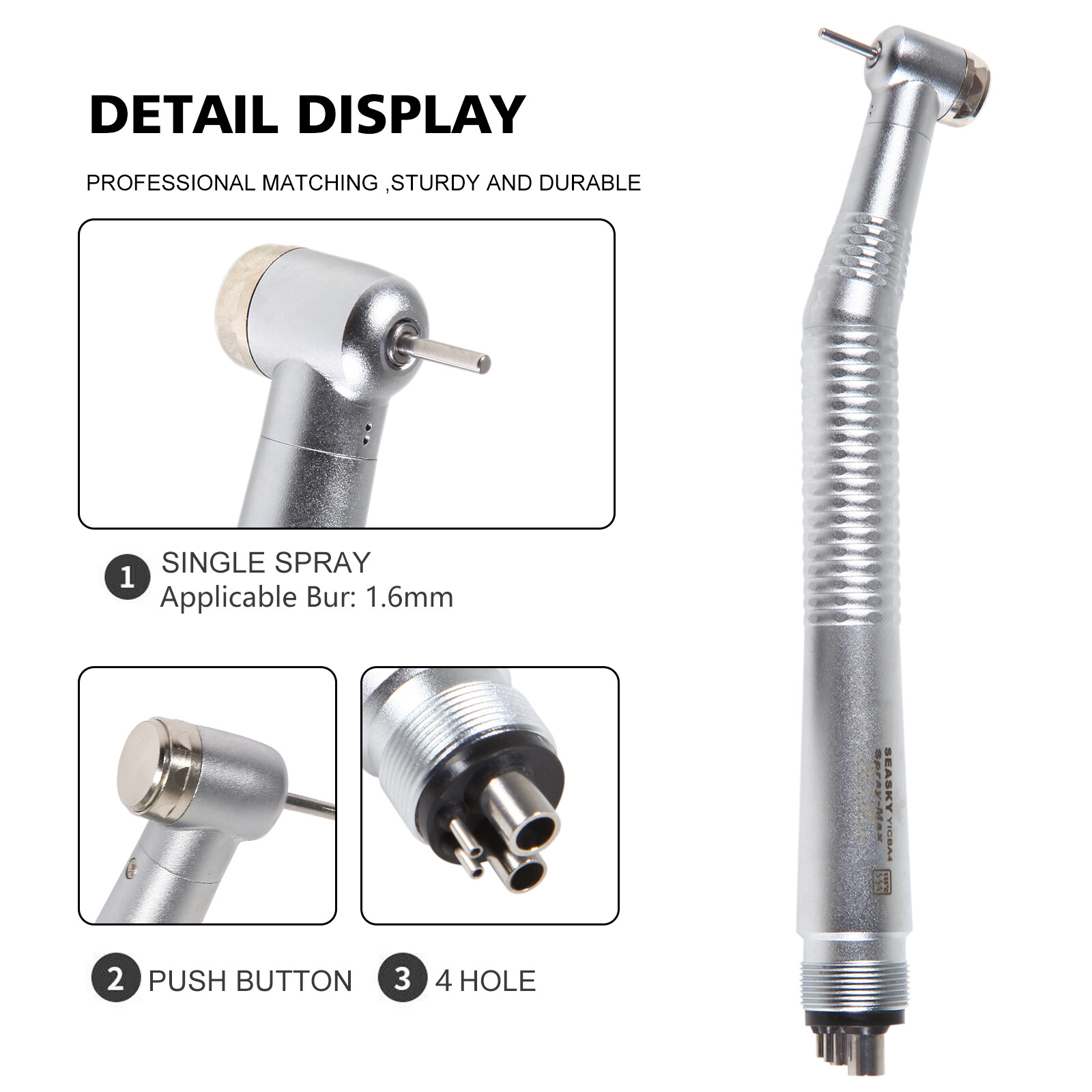Dental Turbine High Speed Handpiece Push Button 4Holes Standard Head