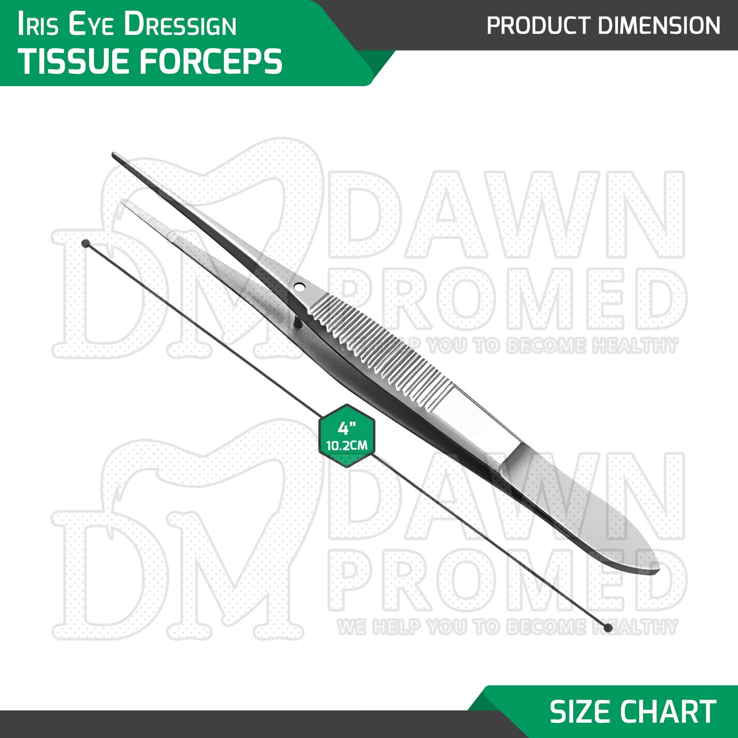 Iris Eye Dressing Tissue Forceps 4” Straight Serrated Ophthalmic Instruments