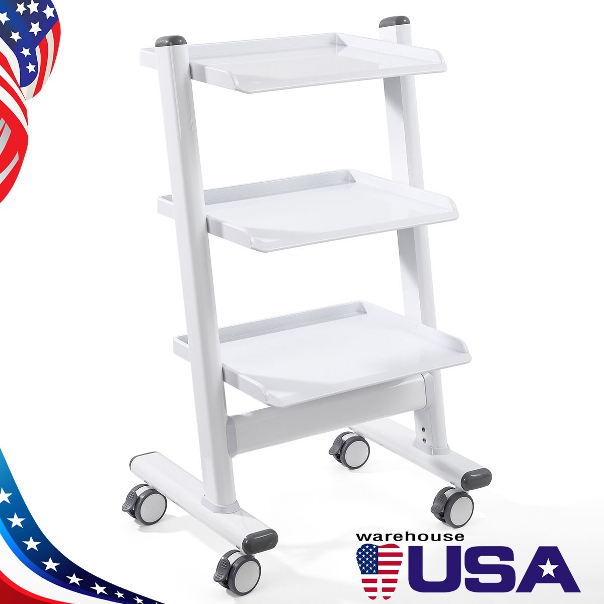 Dental Mobile Utility Cart Storage Cabinet Drawers /Three Layer Medical Trolley