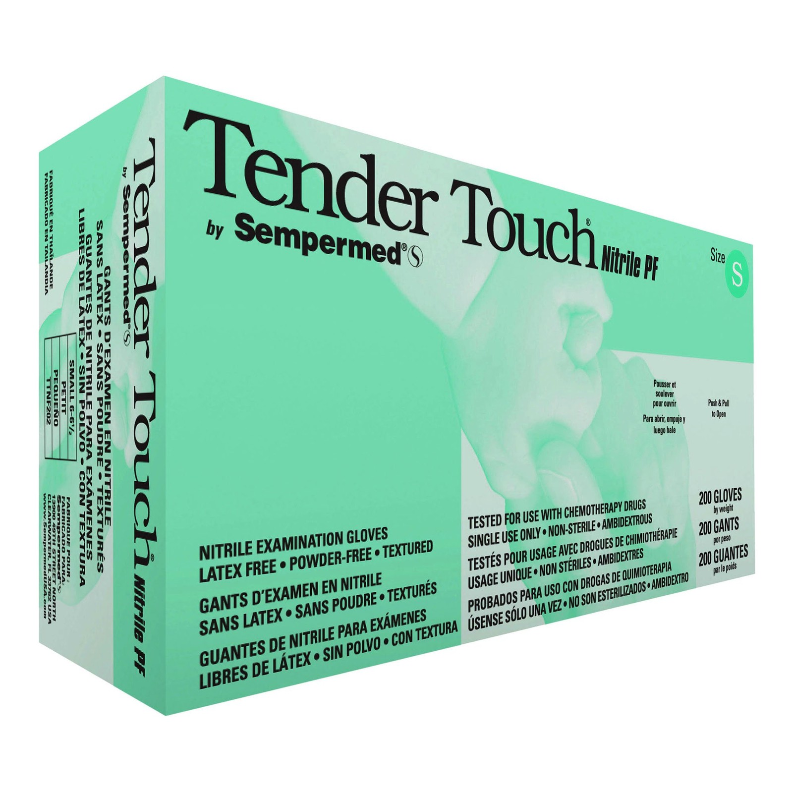 Sempermed TTNF202 Tender Touch Nitrile Gloves Small PF Chemical Barrier 200/Bx