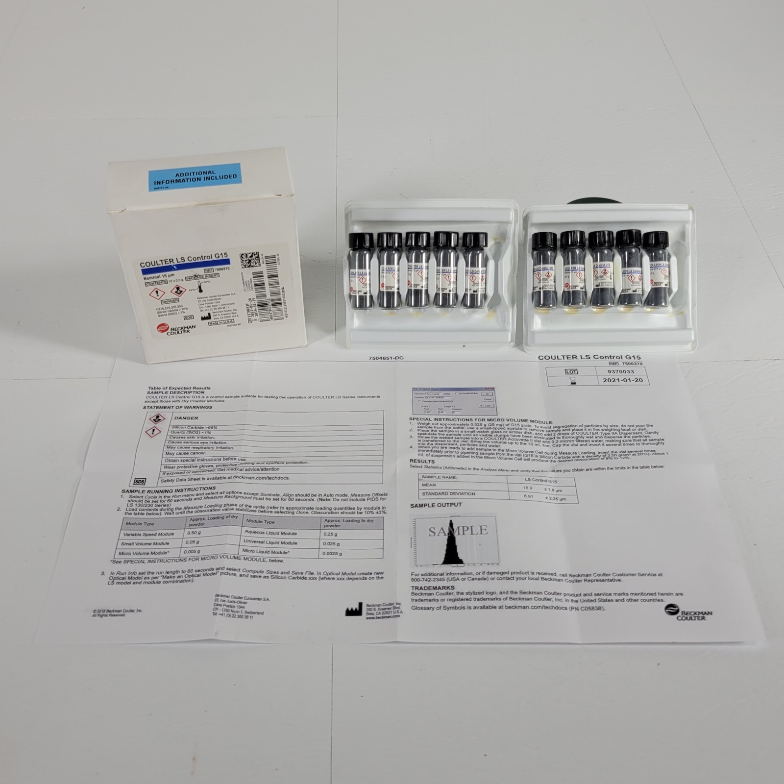 Beckman Coulter 7800370 G15 15µm Control Standard LS 13 320 10×0.5g