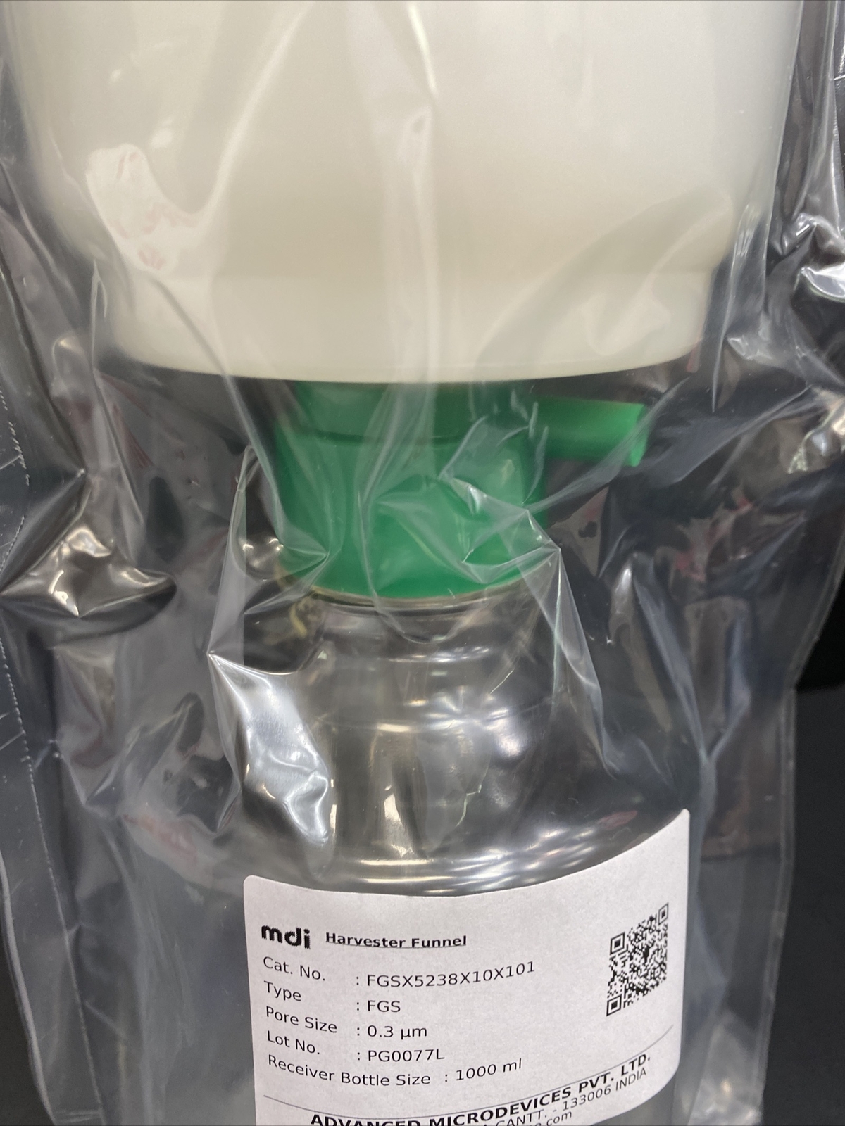 MDI Membrane Harvester Funnel 0.3 um with 1000 ml Receiving Bottle