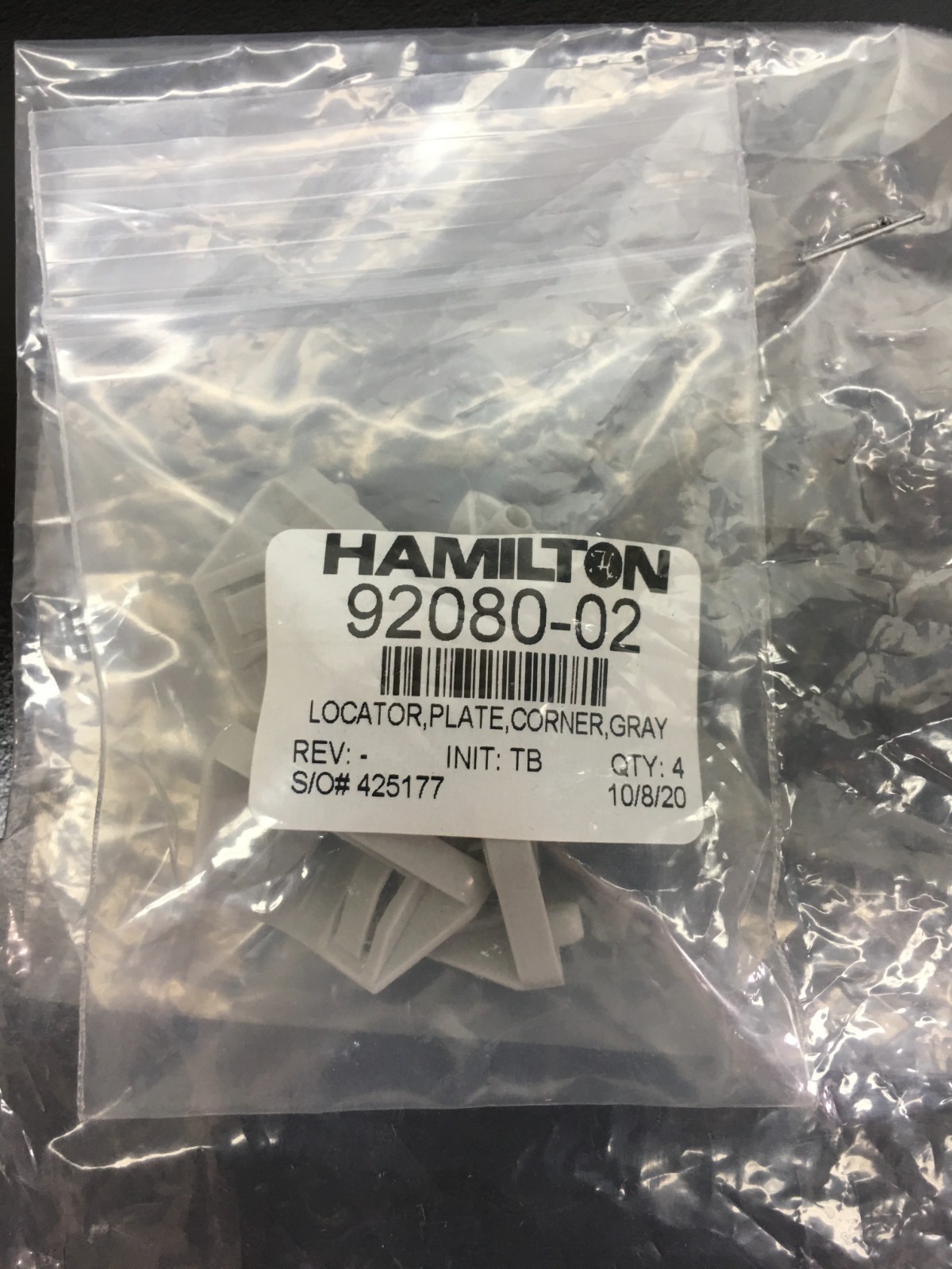 Hamilton Cat No 92080-02 LOCATOR PLATE CORNER GRAY Lot 4 PCS