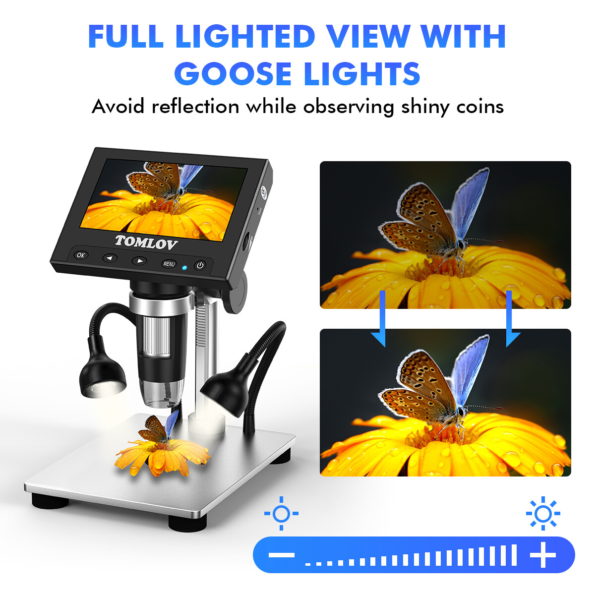 TOMLOV 4.3″ LCD Digital Microscope 200-1000X Microscope Coin Jewellry Collector
