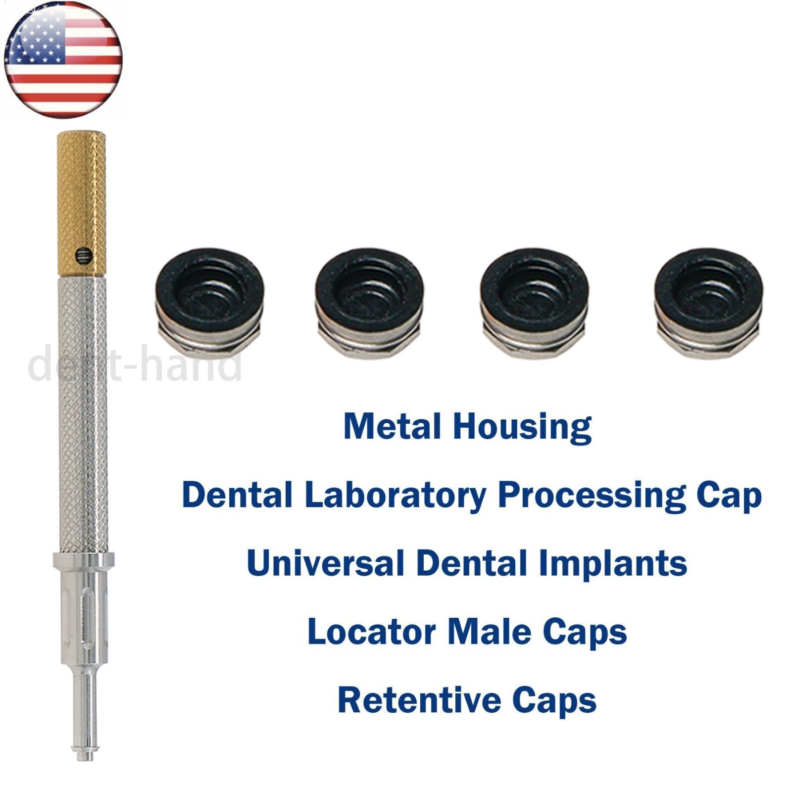 US Dental Universal Implant Retention Caps Metal Housing Set Remove Core Tool