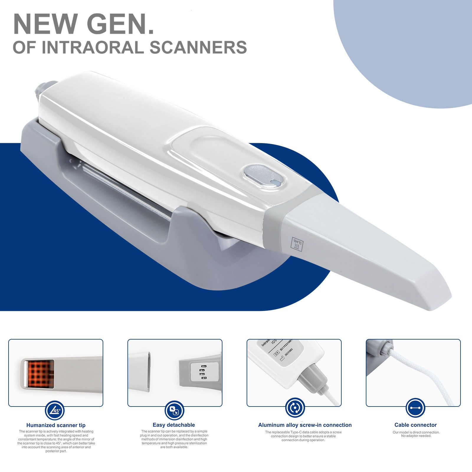 Dental Intra-oral 3D Scanner +4 Tips AI 3D Scanner with Free Software