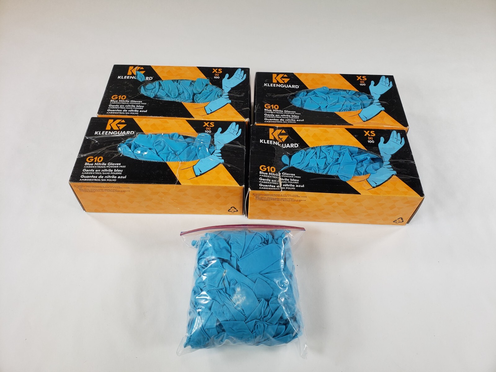 Lot of Kleenguard G10 Blue Nitrile Gloves 57370 XS ( READ DESCRIPTION )