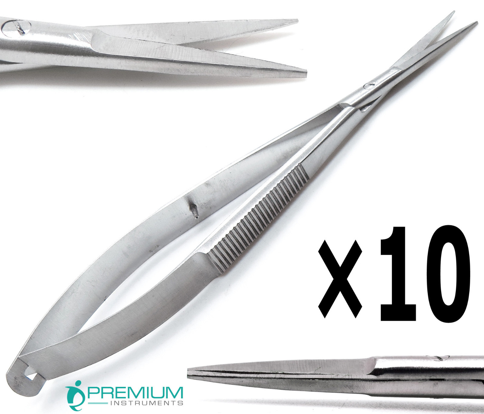 10 Pcs Micro Surgery Straight Eye Castroviejo Scissors Sharp End 4.5″ PREMIUM