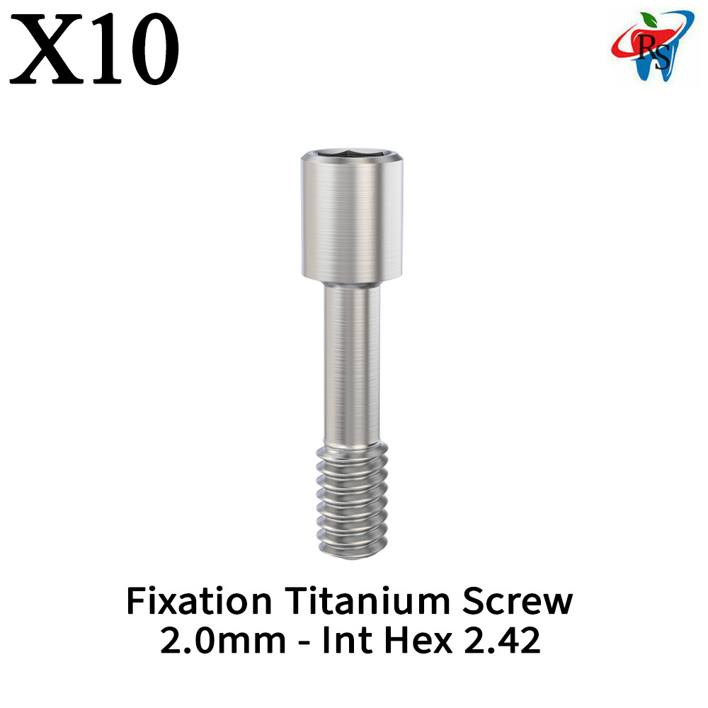 10x Dental Titanium Grade 5 Fixation Screw Int Hex 2.0mm Precision Component