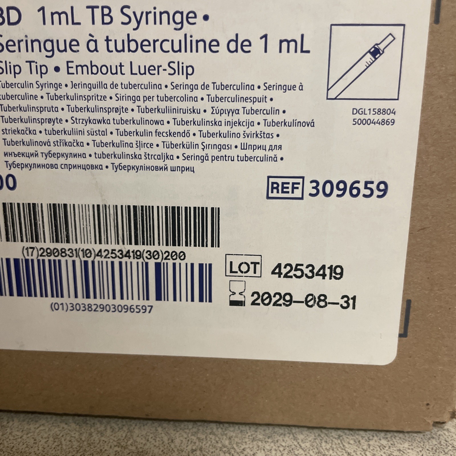 Bd 1ml Tuberculin Slip Tip 200/Box 309659
