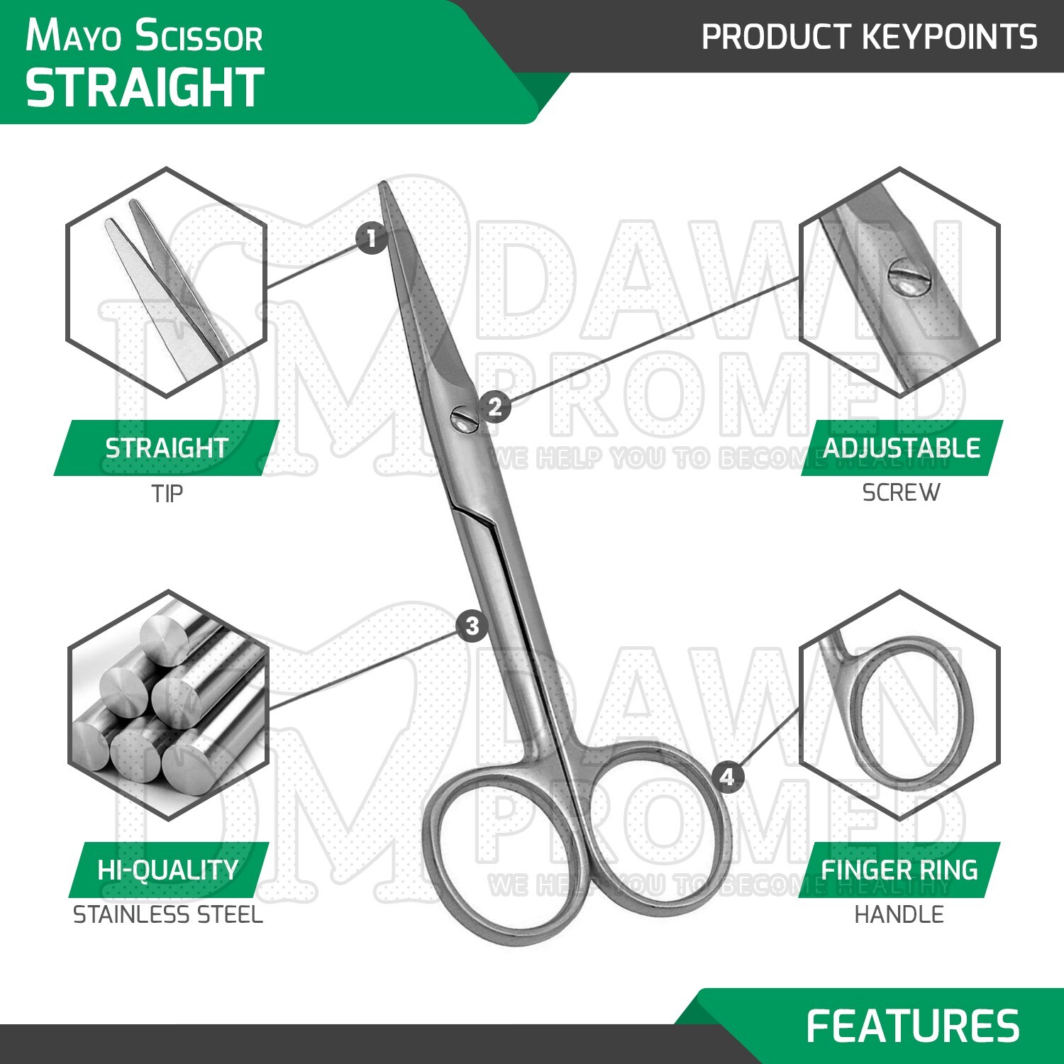 2 Pcs Mayo Scissor Straight & curved Set 6.75″ Surgical Medical Instruments