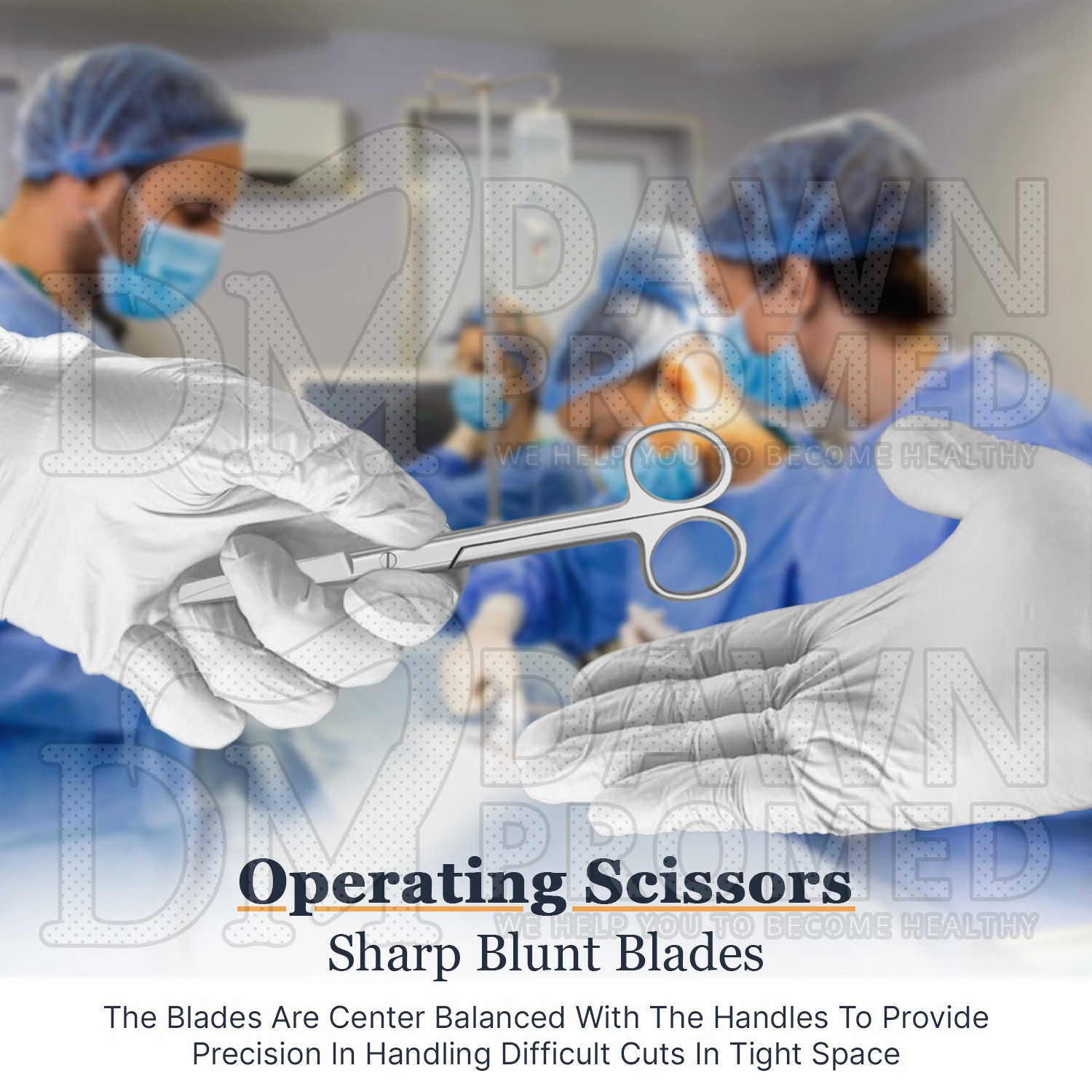 6 Pcs Operating Scissors 4.5″ Straight Sharp Blunt Round Pattern Surgical Set