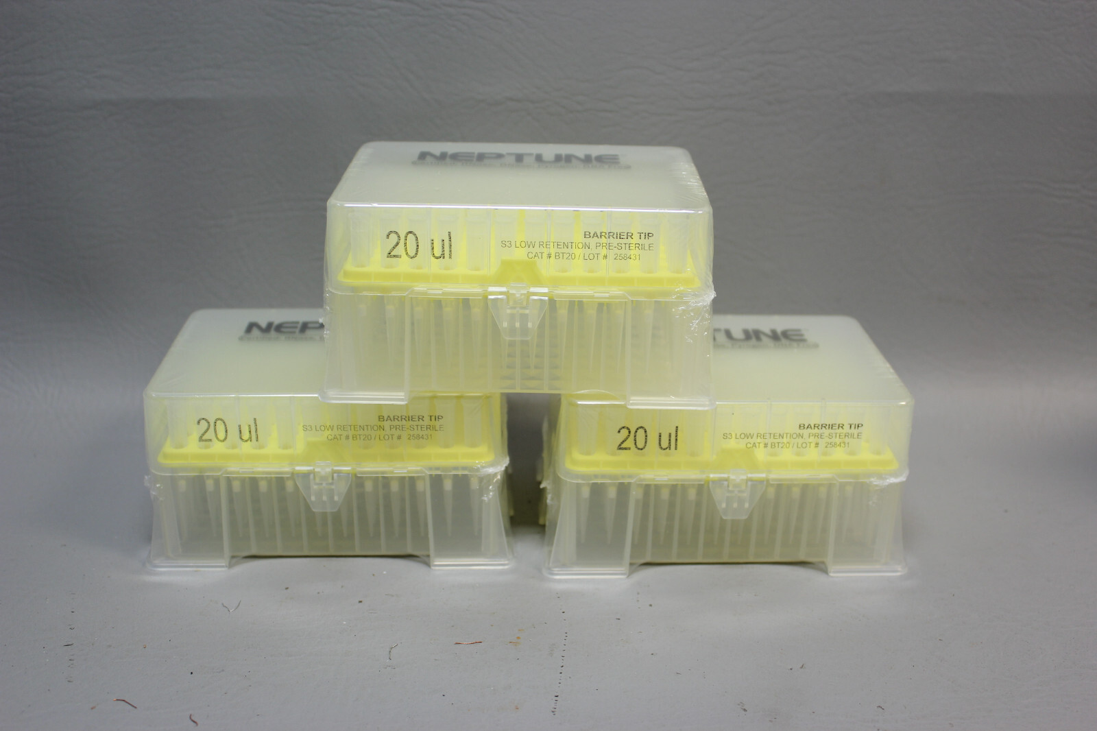 LOT OF 3 NEPTUNE BARRIER TIPS 20UL BT20 LOW RETENTION PRE-STERILE