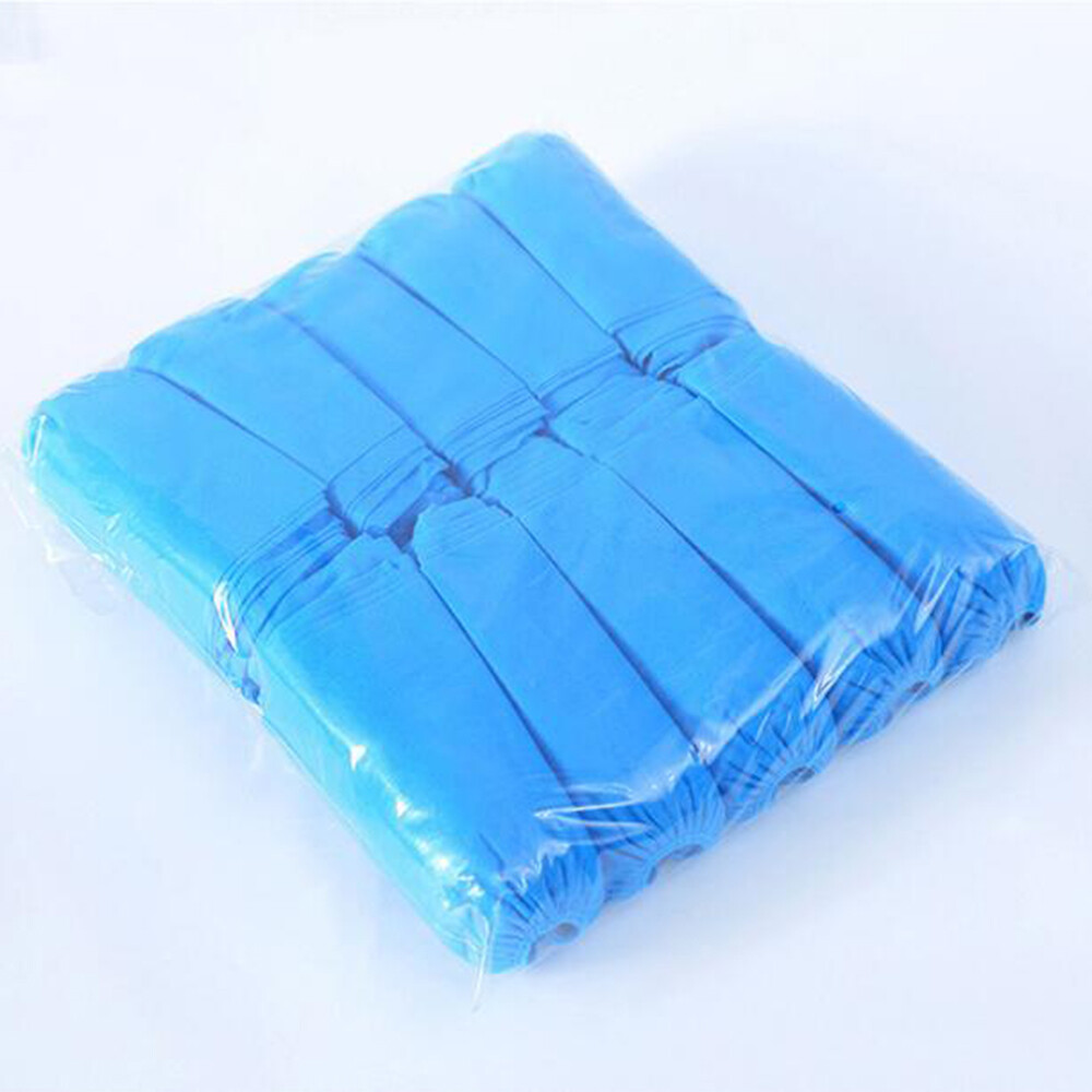 100Pcs Disposable Shoe Covers Non-woven Non-Slip Resistant Dust proof Blue Color