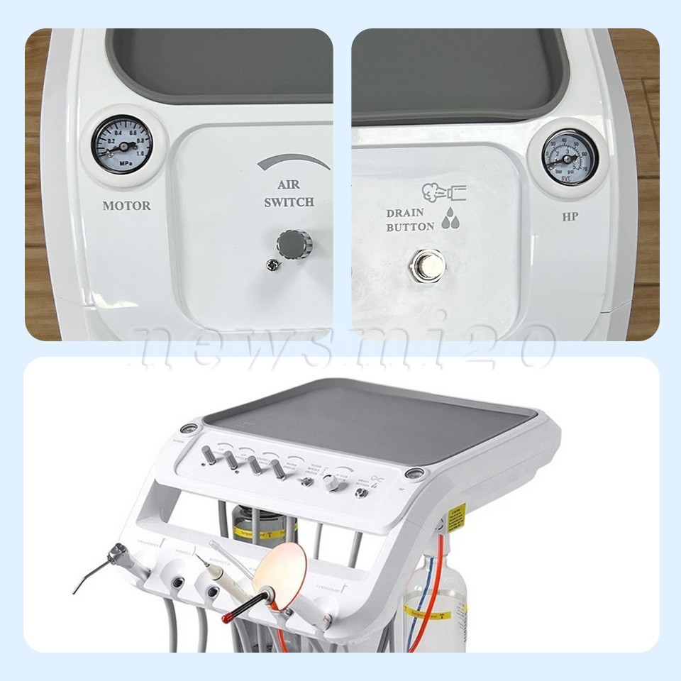 Portable Dental Delivery Unit Bag Mobile Air Compressor Suction System 4 Holes