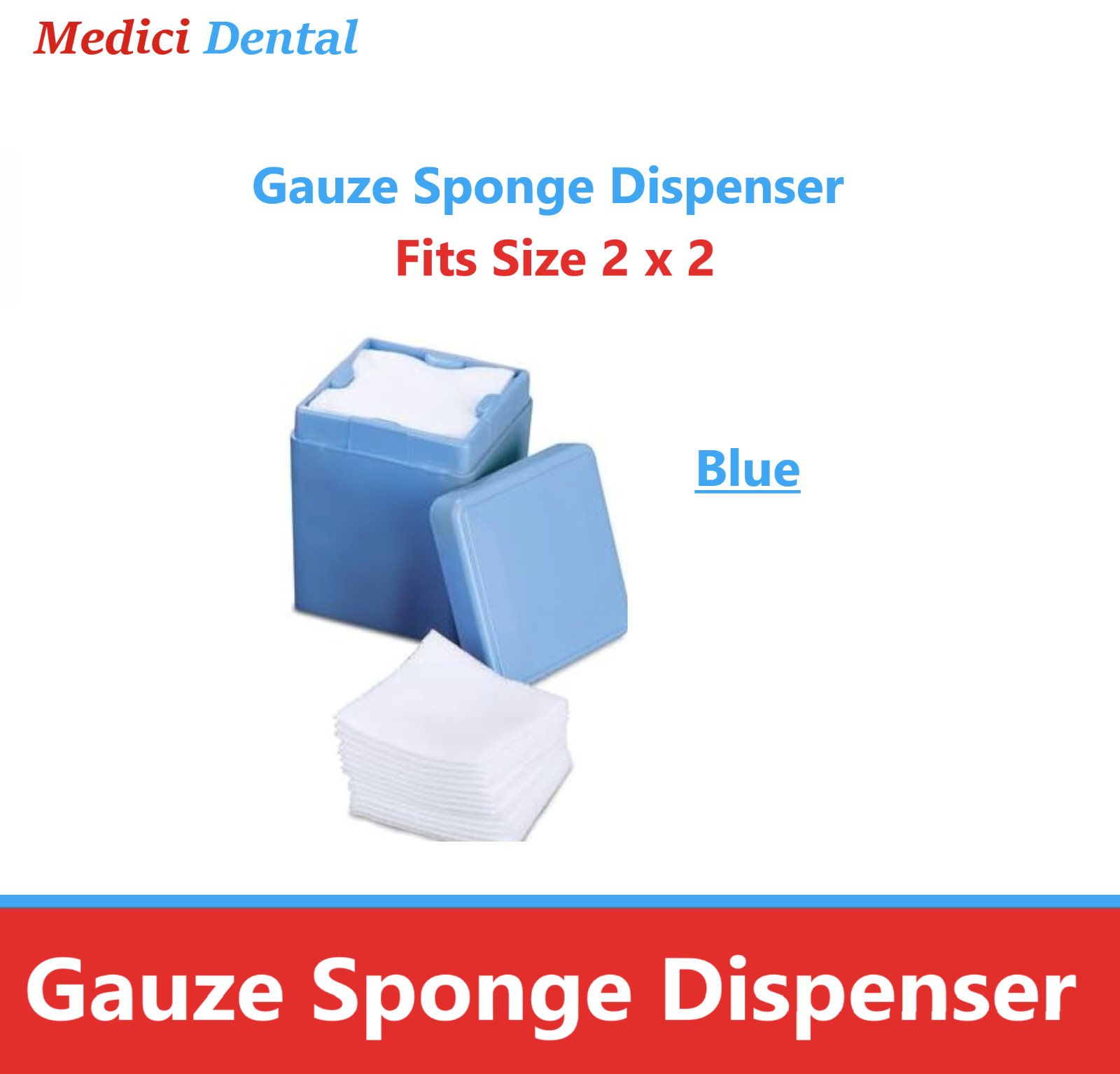 Dental 2 x 2 Gauze Sponge Dispenser, Blue, White, Beige, Mauve Gauze Holder